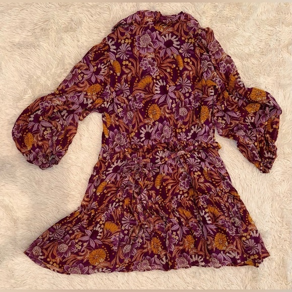 NEW BANJANAN florence ruffle mini dress in violet sz M - Picture 5 of 7